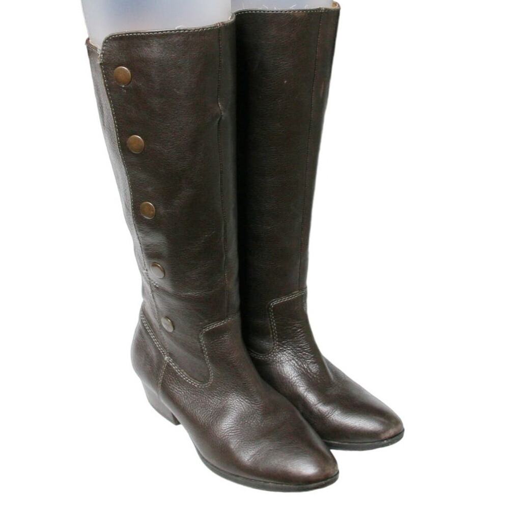 Sofft Rosie Snap Button Tall Riding Boots Leather Brown Womens Sz 6.5